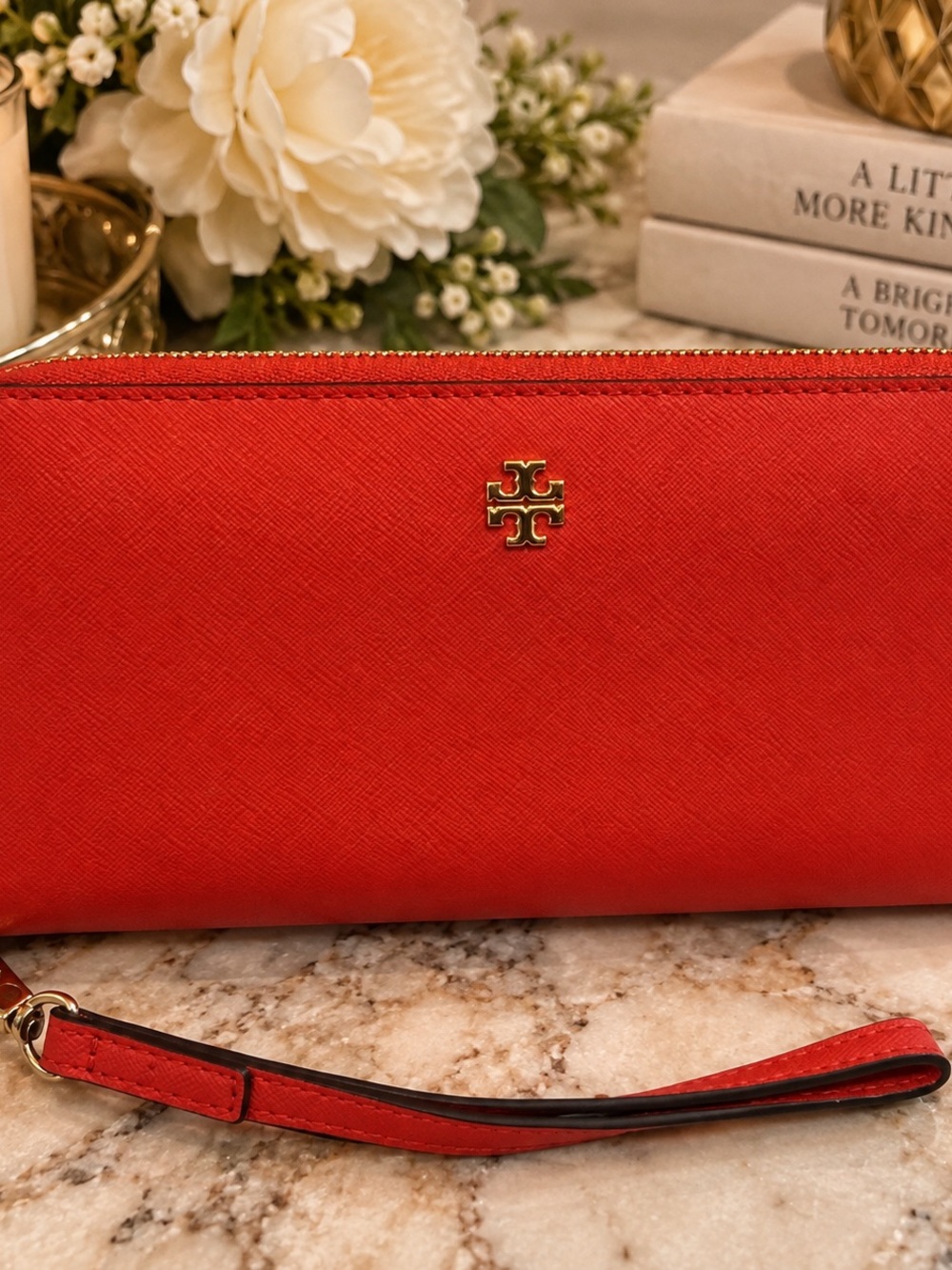 Tory Burch Red Zip Around Wristlet Wallet